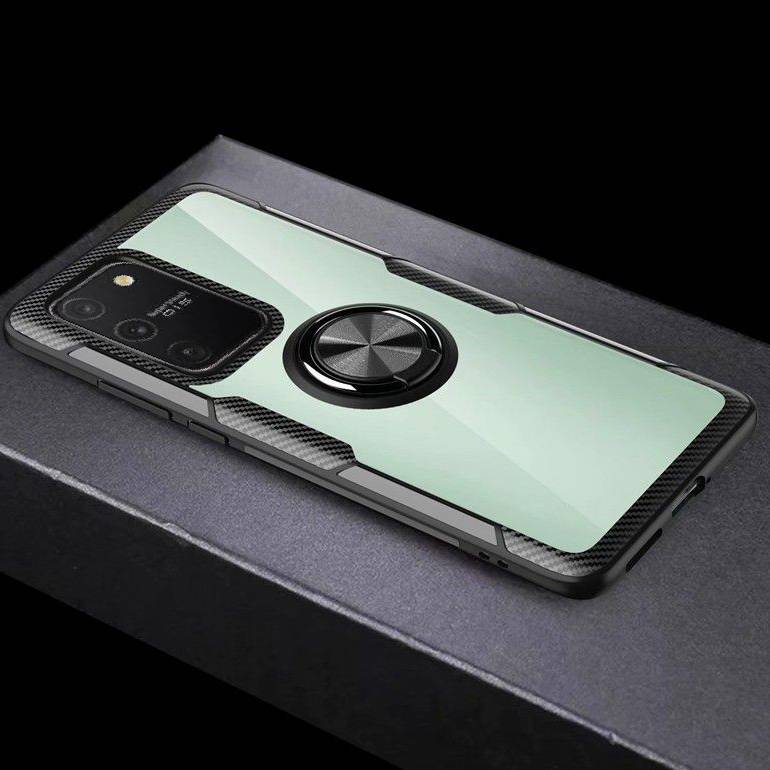 Galaxy S10 Lite Shockproof Transparent Metallic Ring Holder Case - Image 14