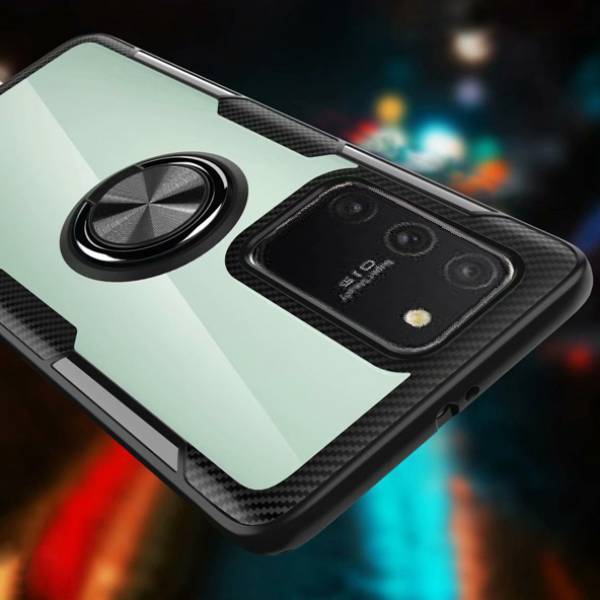 Galaxy S10 Lite Shockproof Transparent Metallic Ring Holder Case - Image 4