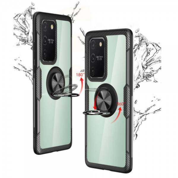 Galaxy S10 Lite Shockproof Transparent Metallic Ring Holder Case - Image 7