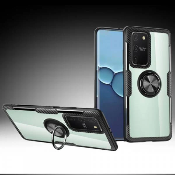 Galaxy S10 Lite Shockproof Transparent Metallic Ring Holder Case - Image 9