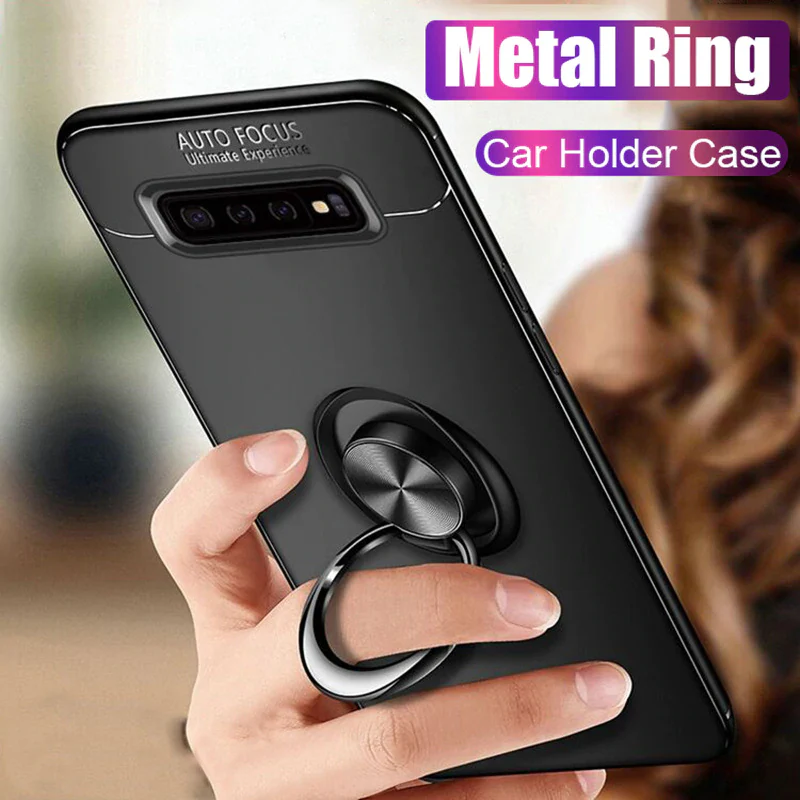 Galaxy S10 Metallic Finger Ring Holder Matte Case - Image 2
