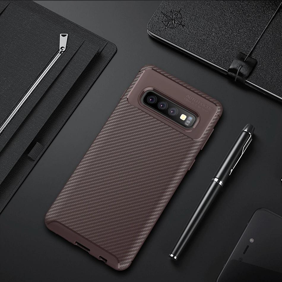 Galaxy S10 Plus Frosted Carbon Fiber Shockproof Soft Case - Image 4