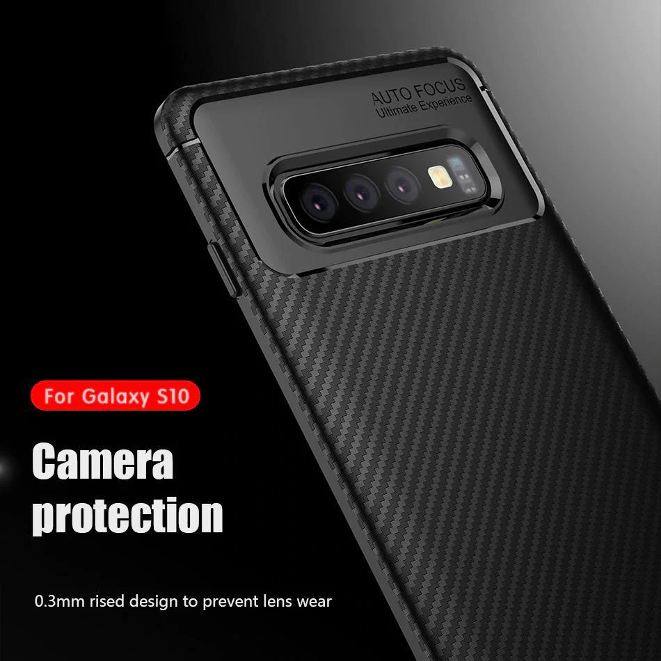 Galaxy S10 Plus Frosted Carbon Fiber Shockproof Soft Case - Image 5
