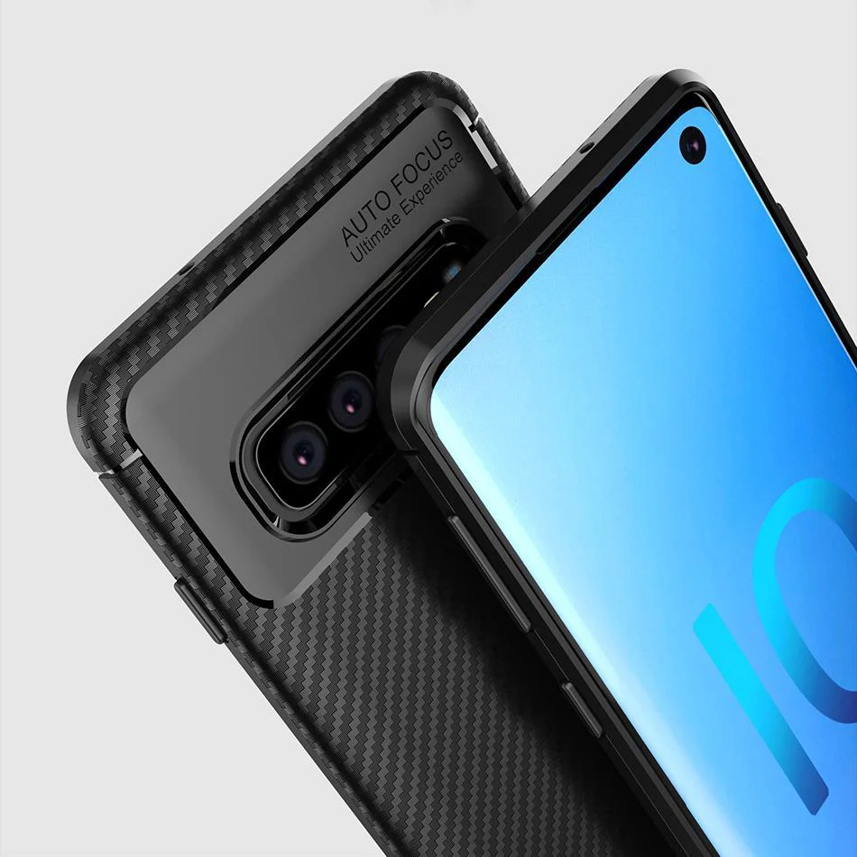 Galaxy S10 Plus Frosted Carbon Fiber Shockproof Soft Case - Image 6