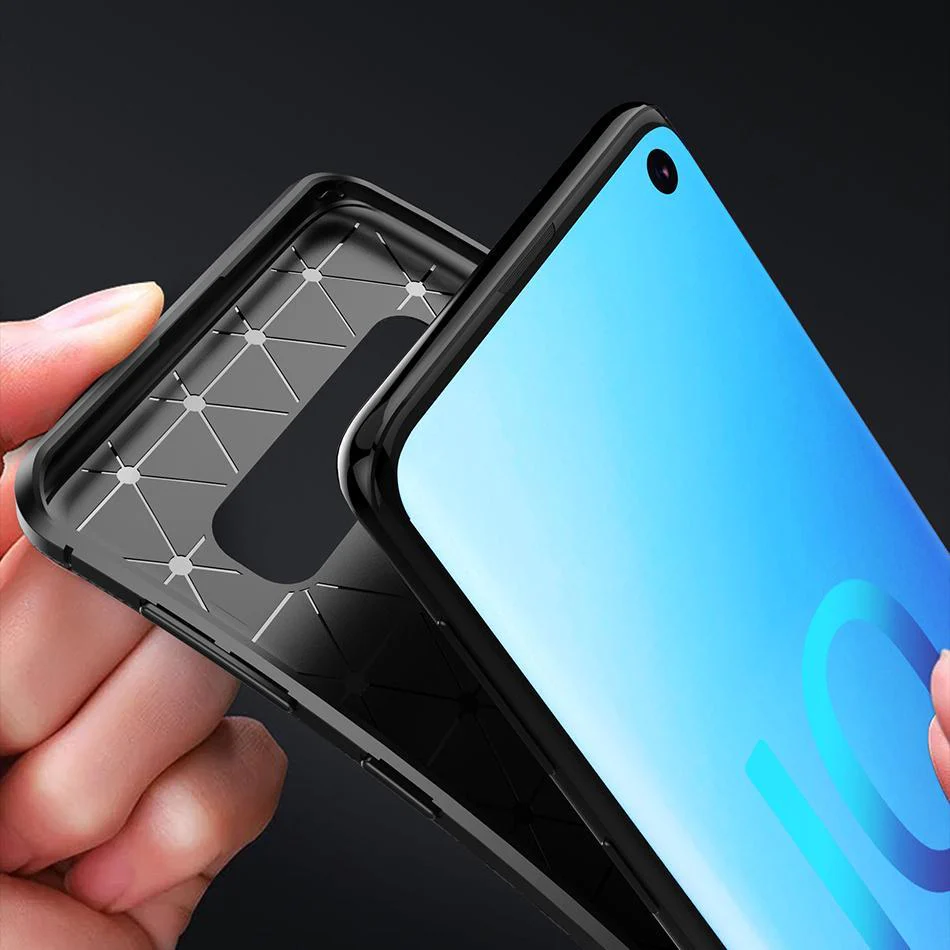 Galaxy S10 Plus Frosted Carbon Fiber Shockproof Soft Case - Image 7