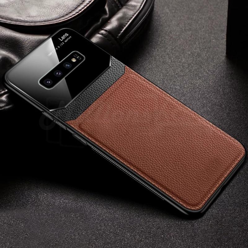 Galaxy S10 Plus Sleek Slim Leather Glass Case - Image 4