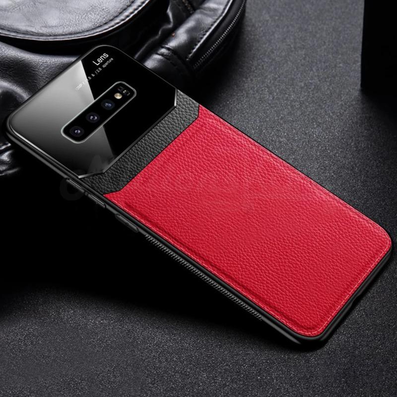 Galaxy S10 Plus Sleek Slim Leather Glass Case - Image 5
