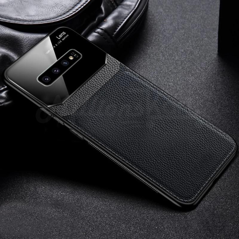 Galaxy S10 Plus Sleek Slim Leather Glass Case - Image 6