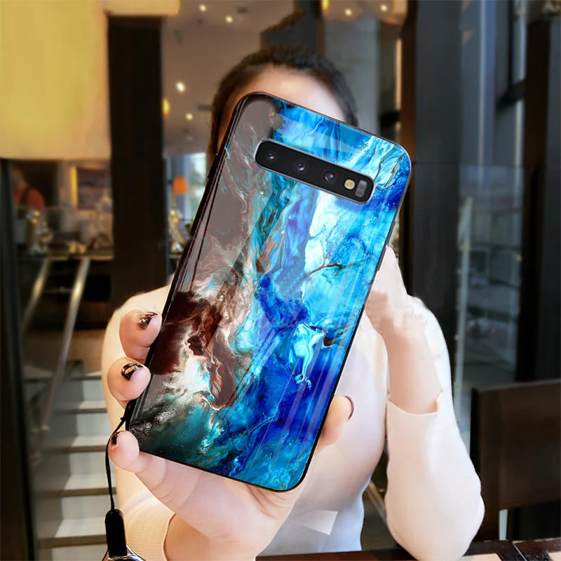 Galaxy S10 Soothing Sea Pattern Marble Glass Back Case - Image 5