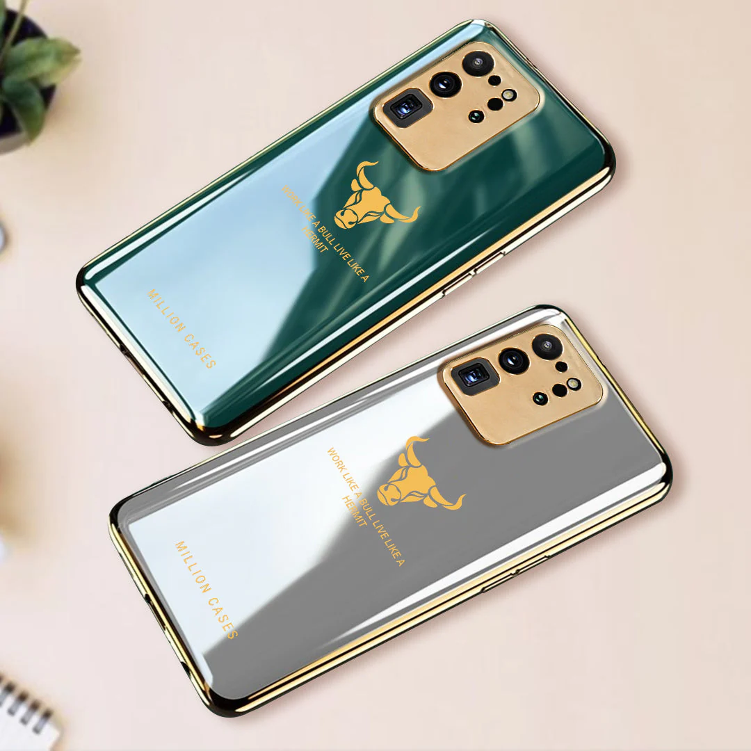 Galaxy S20 Ultra Bull Pattern Electroplating Glass Case - Image 3