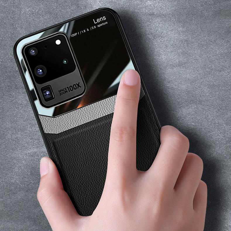 Galaxy S20 Ultra Sleek Slim Leather Glass Case - Image 2
