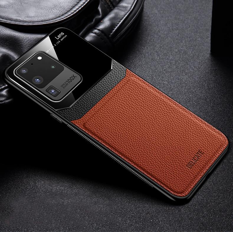 Galaxy S20 Ultra Sleek Slim Leather Glass Case - Image 3