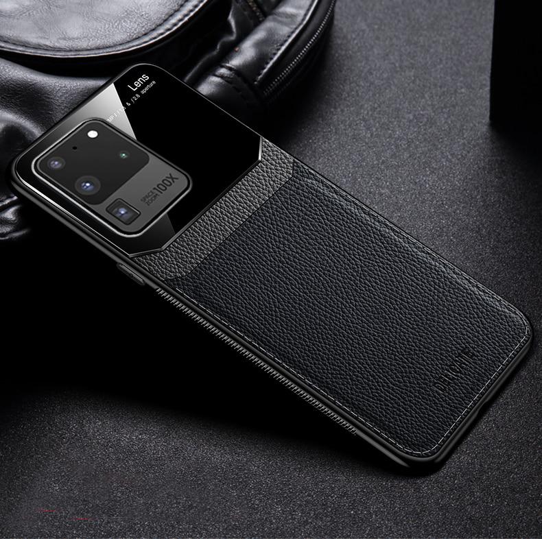 Galaxy S20 Ultra Sleek Slim Leather Glass Case - Image 5