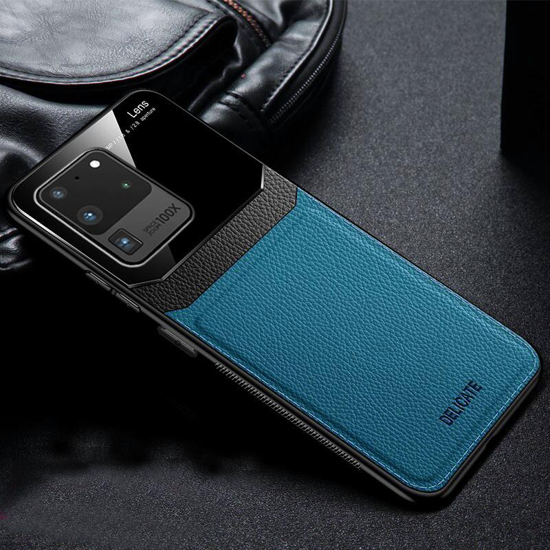 Galaxy S20 Ultra Sleek Slim Leather Glass Case - Image 7
