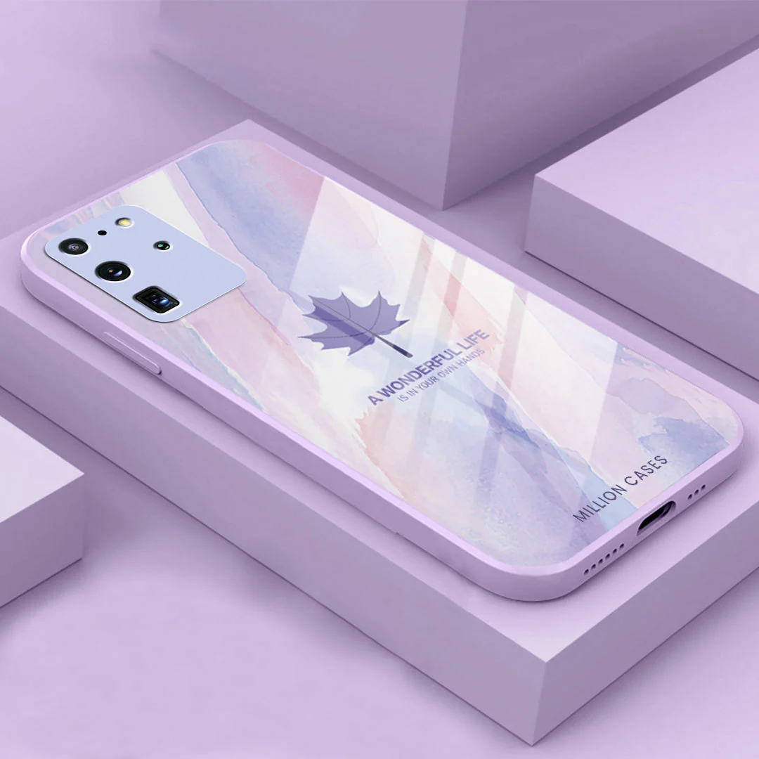 Galaxy S20 Ultra Watercolor Mapple Leaf Glass Case - Image 4