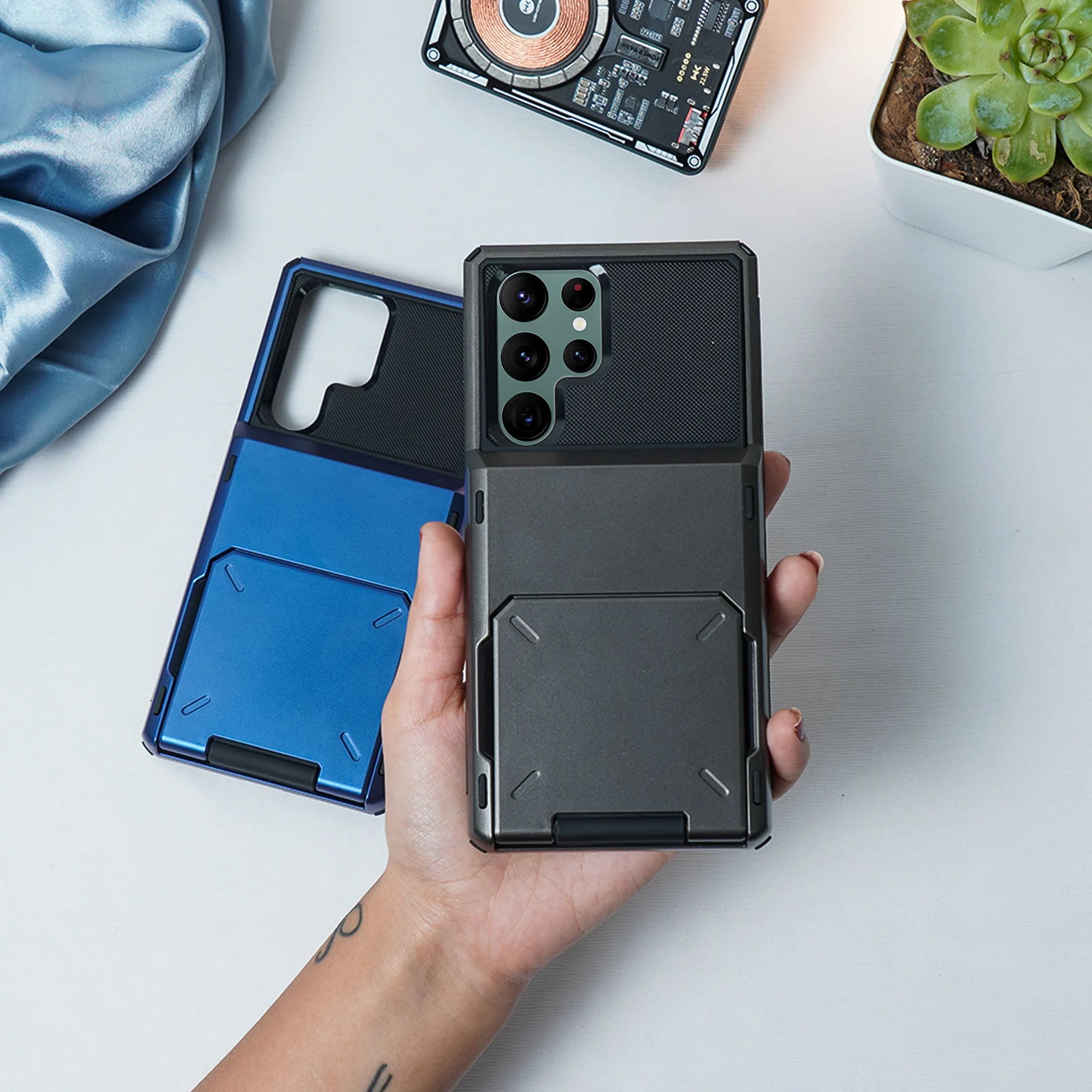 Galaxy S21 Series Hidden Card Holder Hybrid Case - Image 10