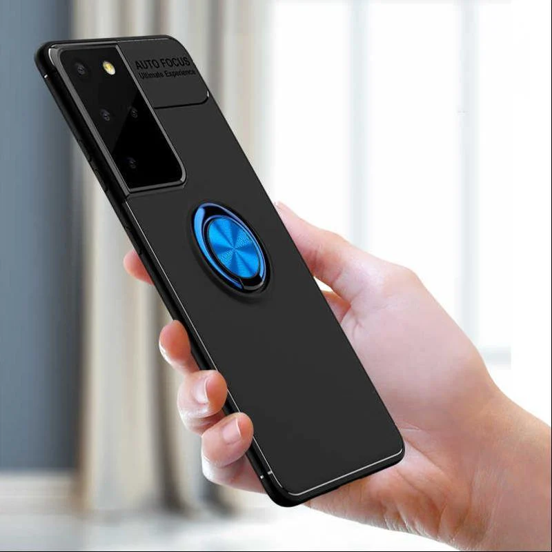 Galaxy S21 Ultra Metallic Finger Ring Holder Matte Case - Image 2