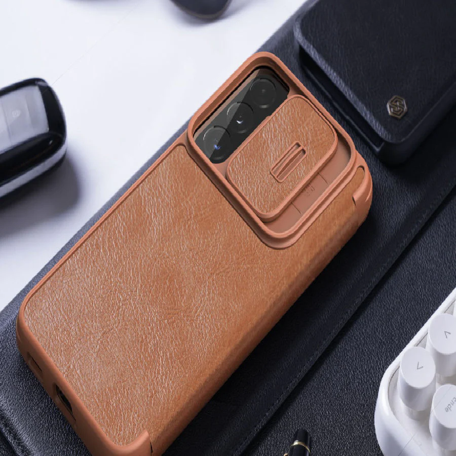 Galaxy S22 Camera Protection QIN Leather Flip Case - Image 3