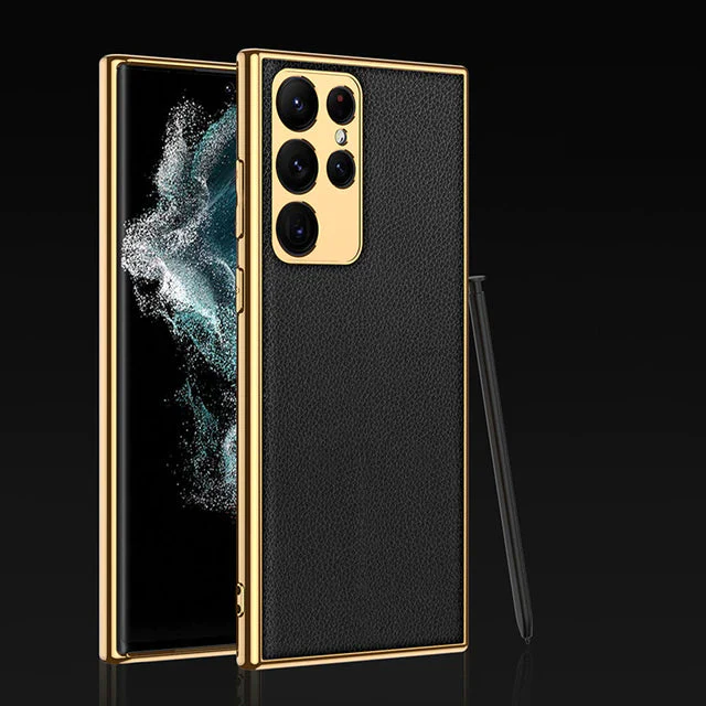 Galaxy S22 Plus Electroplated Leather Texture Case - Image 3