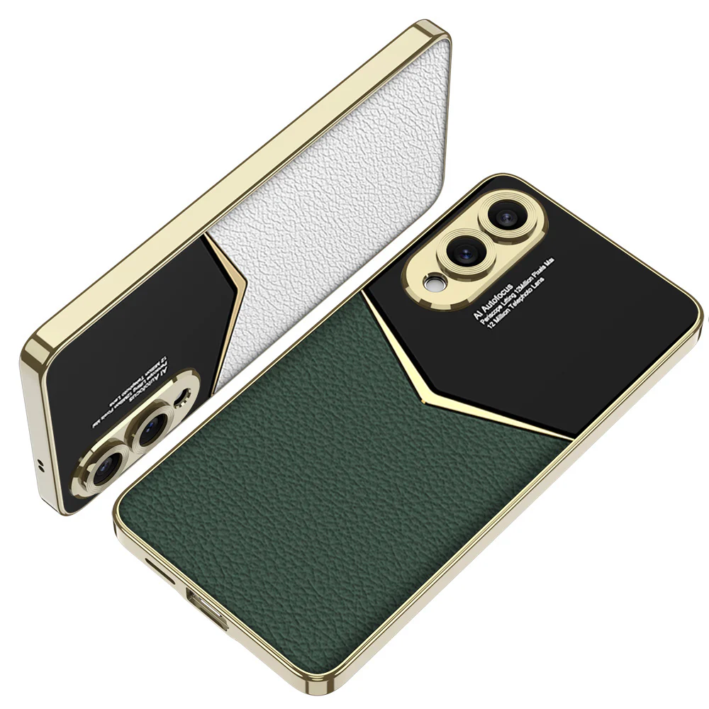 Galaxy S25 Edge Gold Plated Leather Protective Case - Image 3