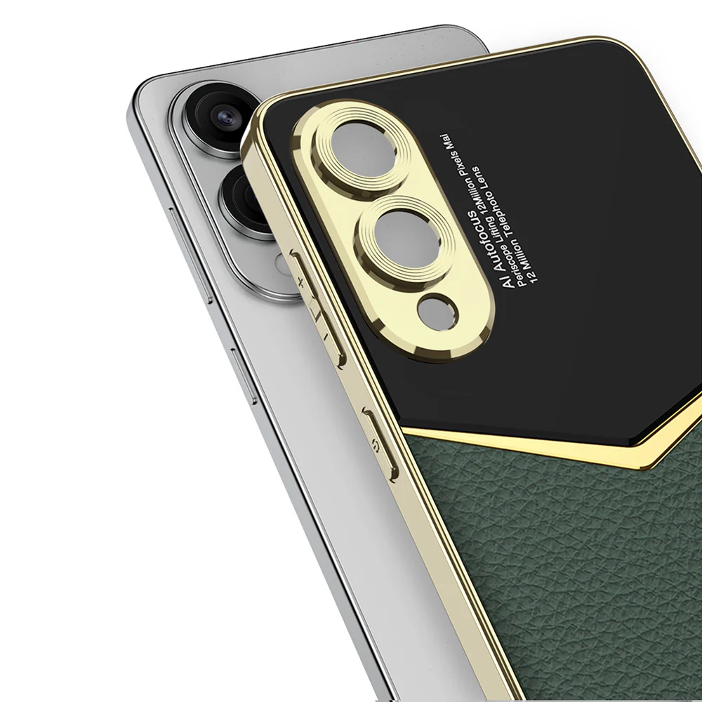 Galaxy S25 Edge Gold Plated Leather Protective Case - Image 4