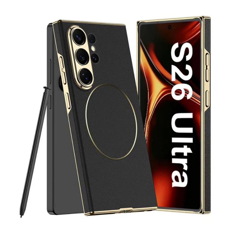 Galaxy S26 Series Electro Chrome Textured Leather Hybrid Case