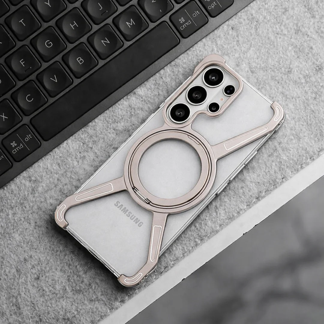 Galaxy S26 Series Minimalist Metal Frame Magnetic Kickstand Case - Image 4