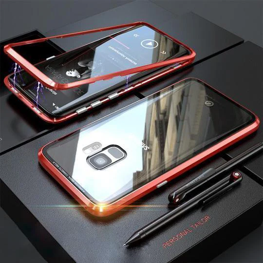 Galaxy S9 Electronic Auto-Fit Magnetic Transparent Glass Case - Image 2
