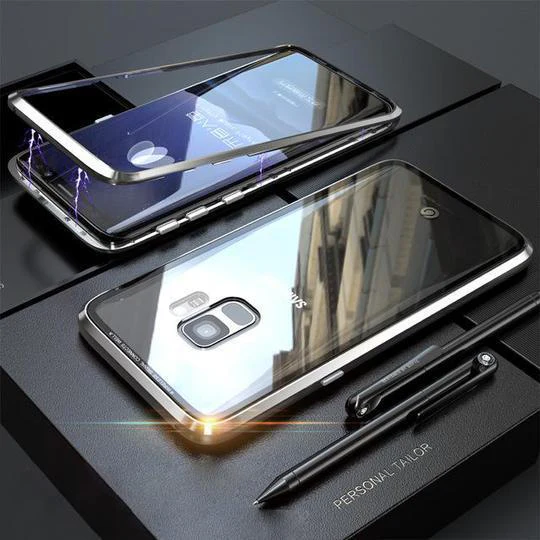 Galaxy S9 Electronic Auto-Fit Magnetic Transparent Glass Case - Image 3