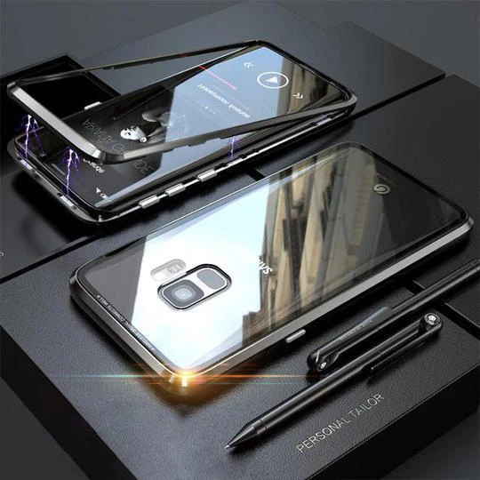 Galaxy S9 Electronic Auto-Fit Magnetic Transparent Glass Case - Image 4