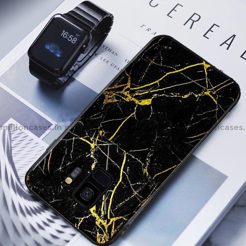 Galaxy S9 Gold Dust Texture Marble Glass Case - Image 2