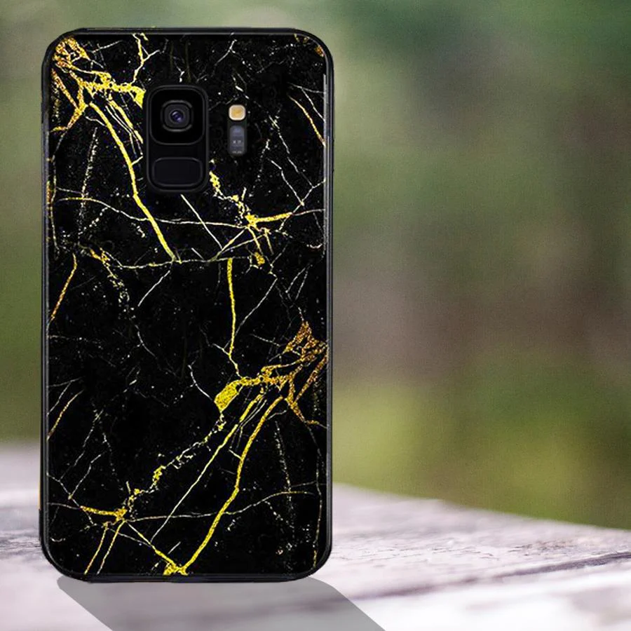 Galaxy S9 Gold Dust Texture Marble Glass Case - Image 3