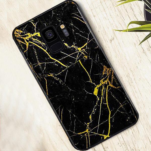 Galaxy S9 Gold Dust Texture Marble Glass Case - Image 5