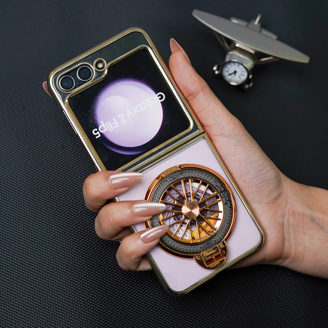 Galaxy Z Flip Series Electroplated Rotating Gyro Magnetic Case - Image 2