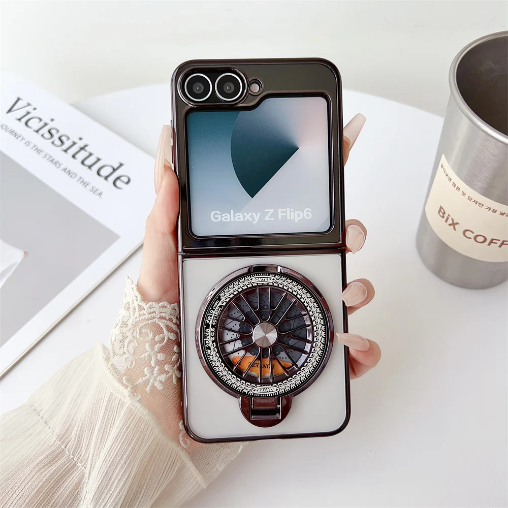 Galaxy Z Flip Series Electroplated Rotating Gyro Magnetic Case - Image 3