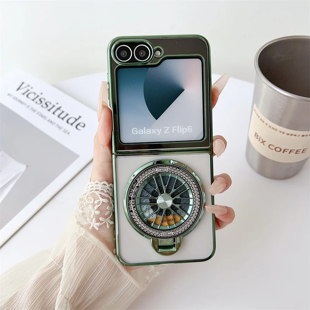 Galaxy Z Flip Series Electroplated Rotating Gyro Magnetic Case - Image 4
