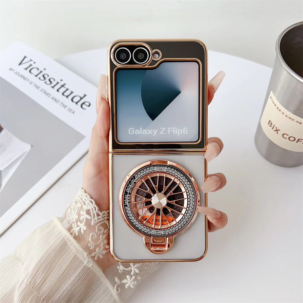 Galaxy Z Flip Series Electroplated Rotating Gyro Magnetic Case - Image 5