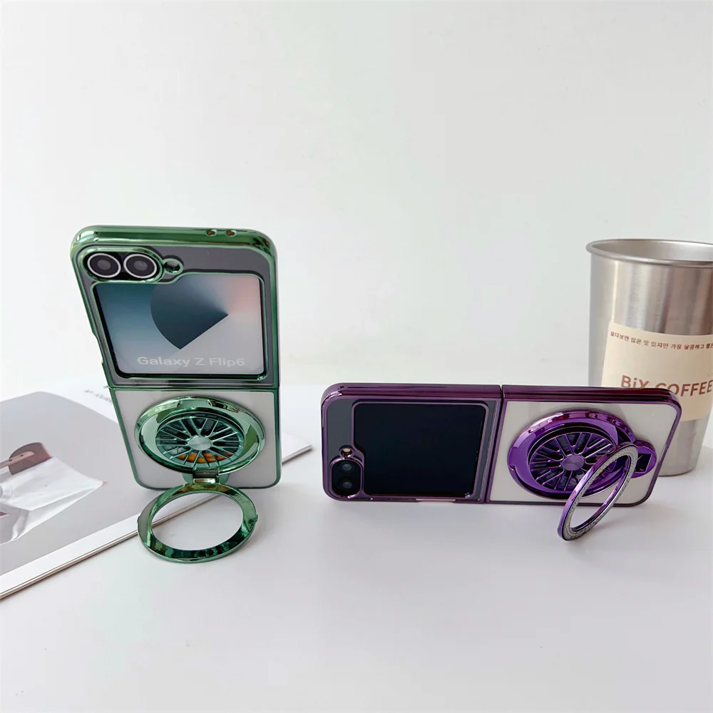 Galaxy Z Flip Series Electroplated Rotating Gyro Magnetic Case - Image 6