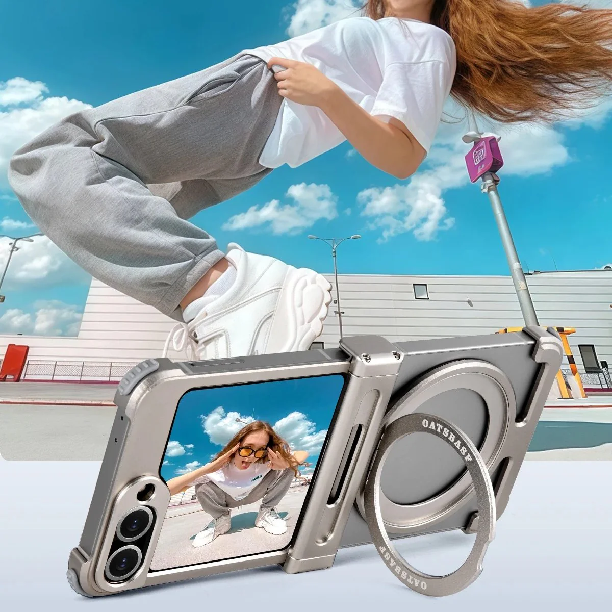Galaxy Z Flip Series Pivot Guard Magnetic Ring Stand Case - Image 4