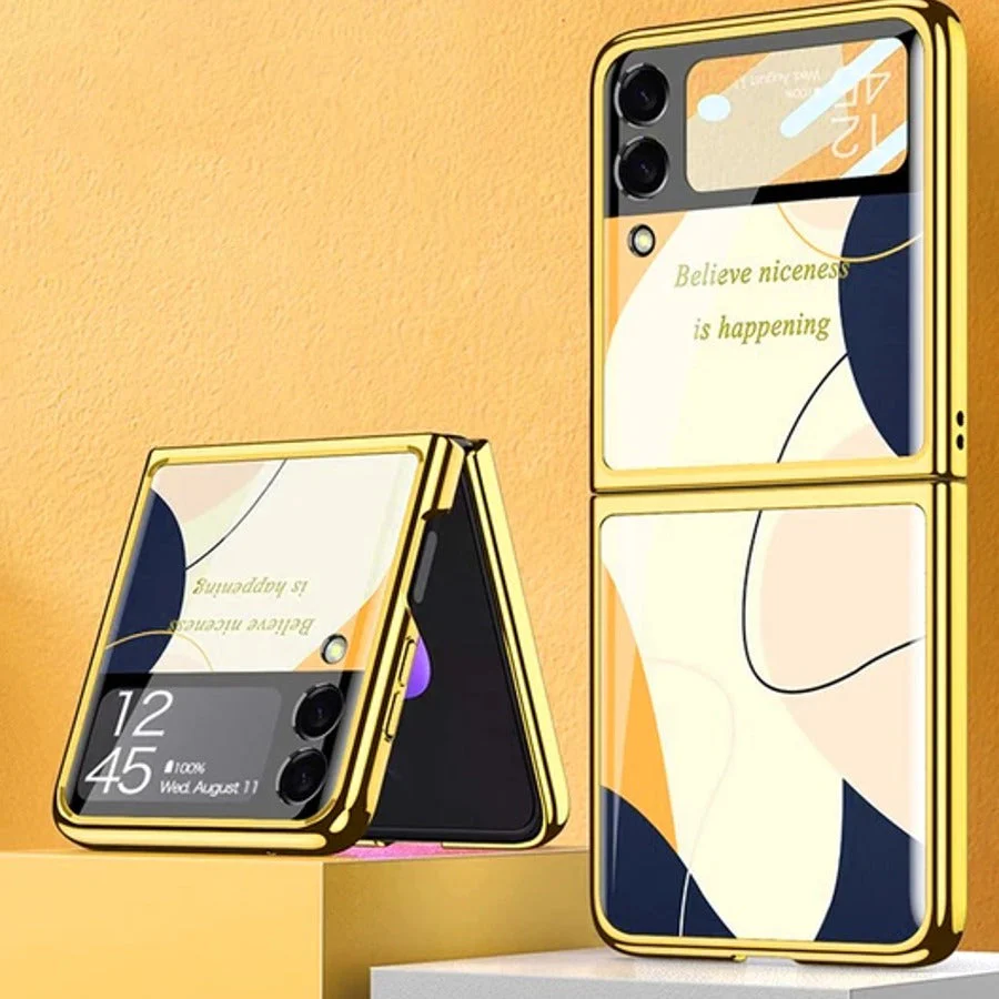 Galaxy Z Flip3 Bubble Pattern Inspirational Glass Case - Image 4