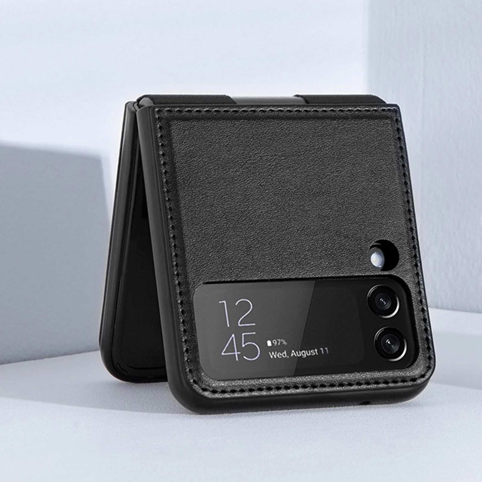 Galaxy Z Flip Series Luxury Leather Kickstand Case - Image 4