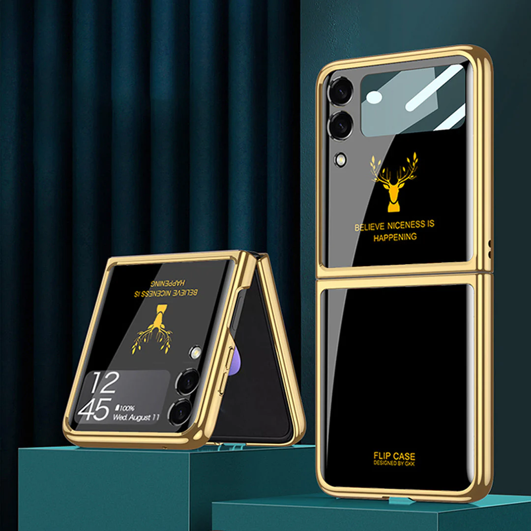 Galaxy Z Flip4 Animal Pattern Glass Case - Image 4