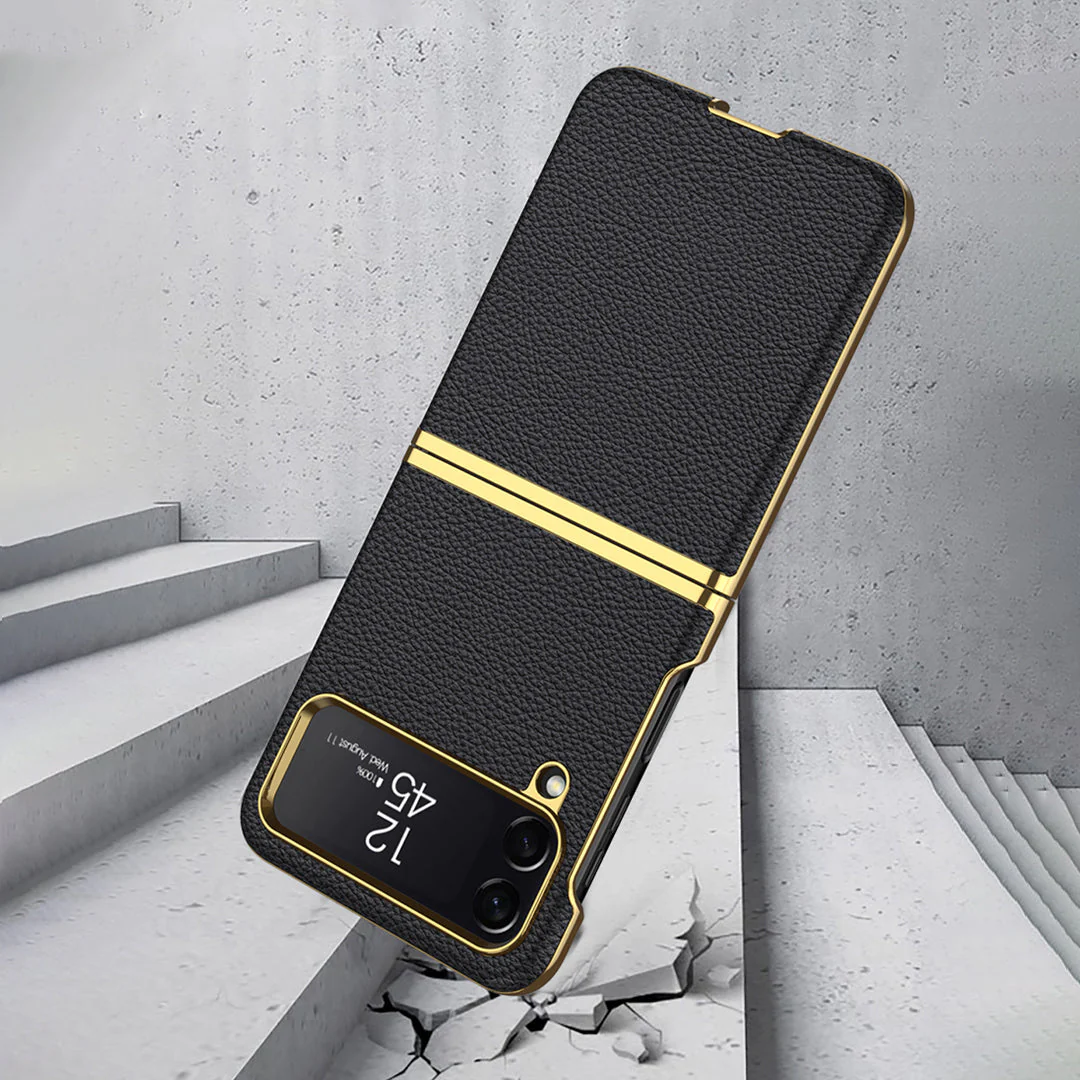 Galaxy Z Flip4 Leather Business Style Canvas Hybrid Case - Image 3