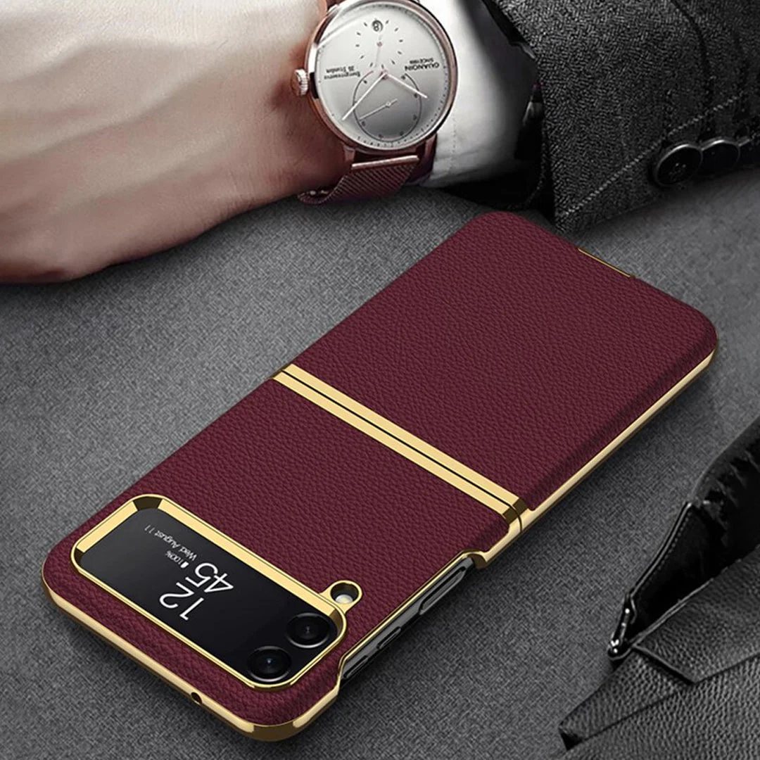 Galaxy Z Flip4 Leather Business Style Canvas Hybrid Case - Image 4