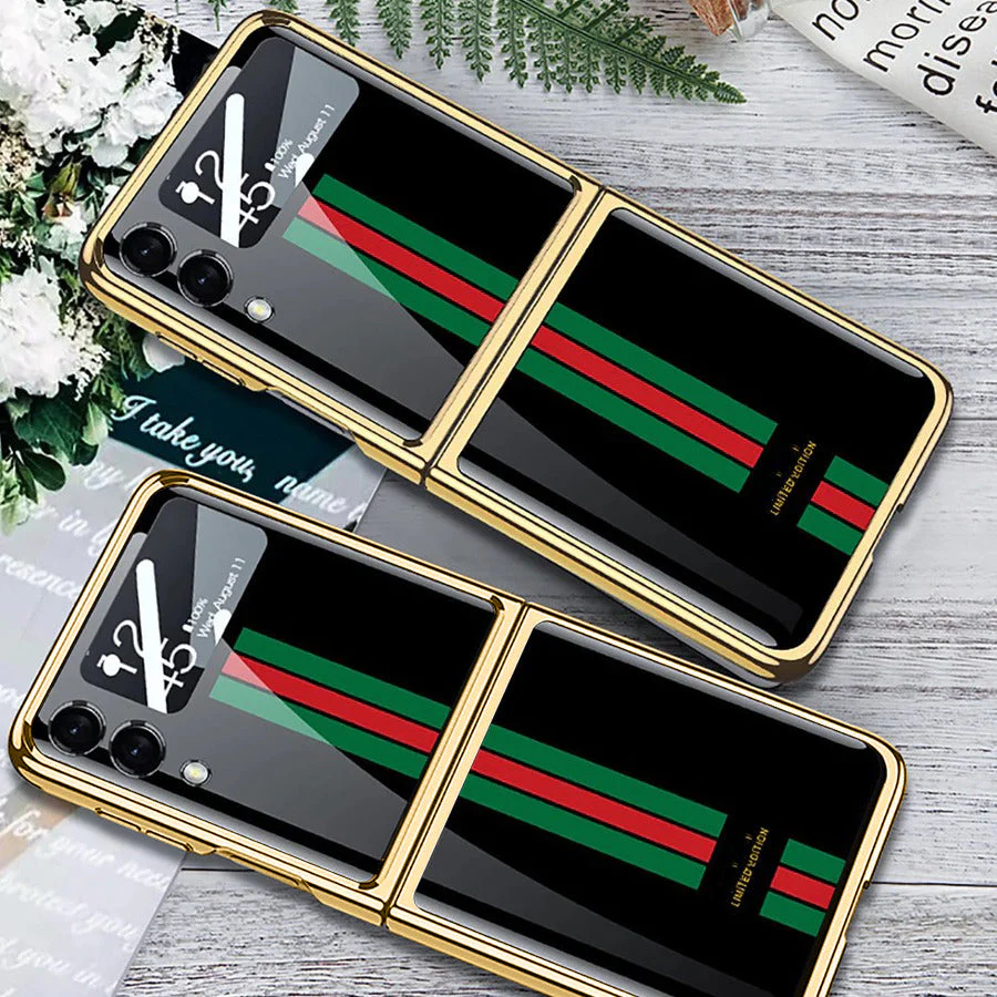 Galaxy Z Fold3 Premium Striped Glass Case - Image 2