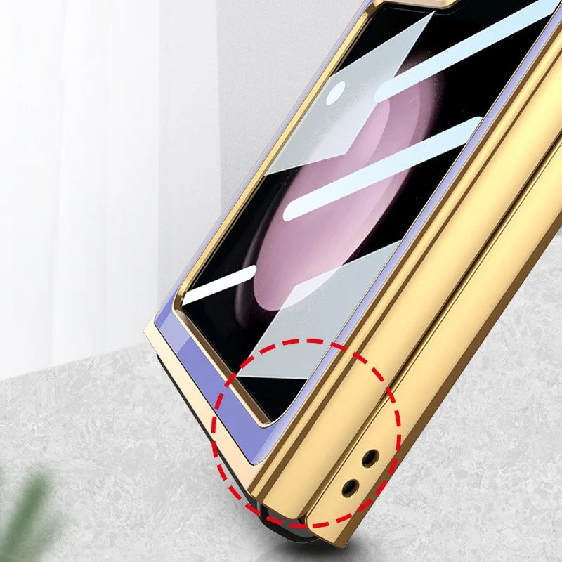 Galaxy Z Flip5 Electroplating Deer Print Glass Case - Image 3