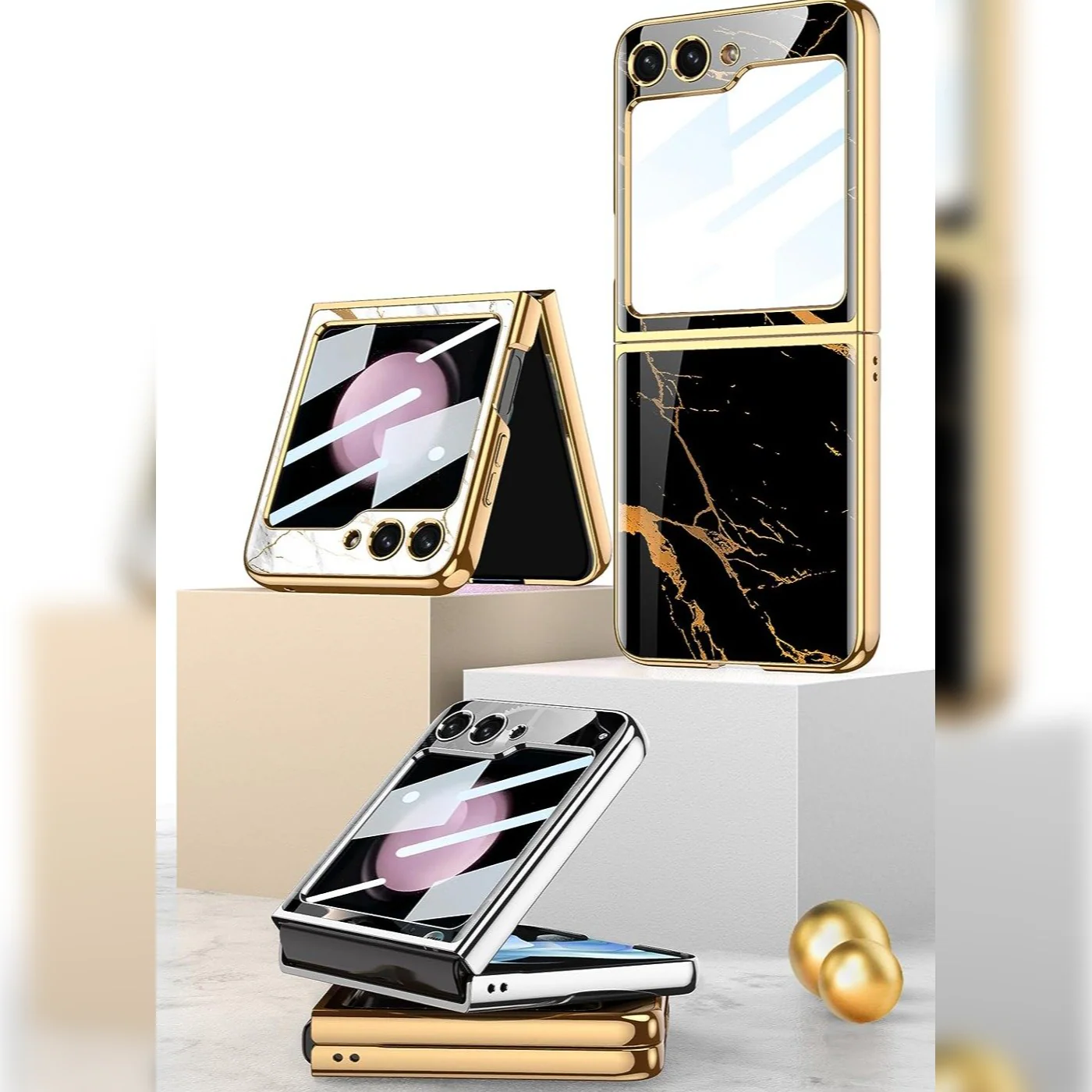 Galaxy Z Flip5 Marble Glass Case - Image 4
