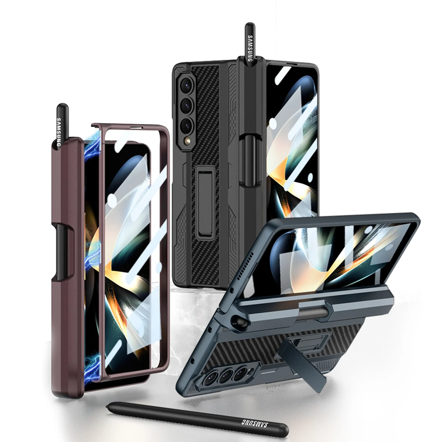 Galaxy Z Fold4 Armor Kickstand Case With Pen Holder - Image 12