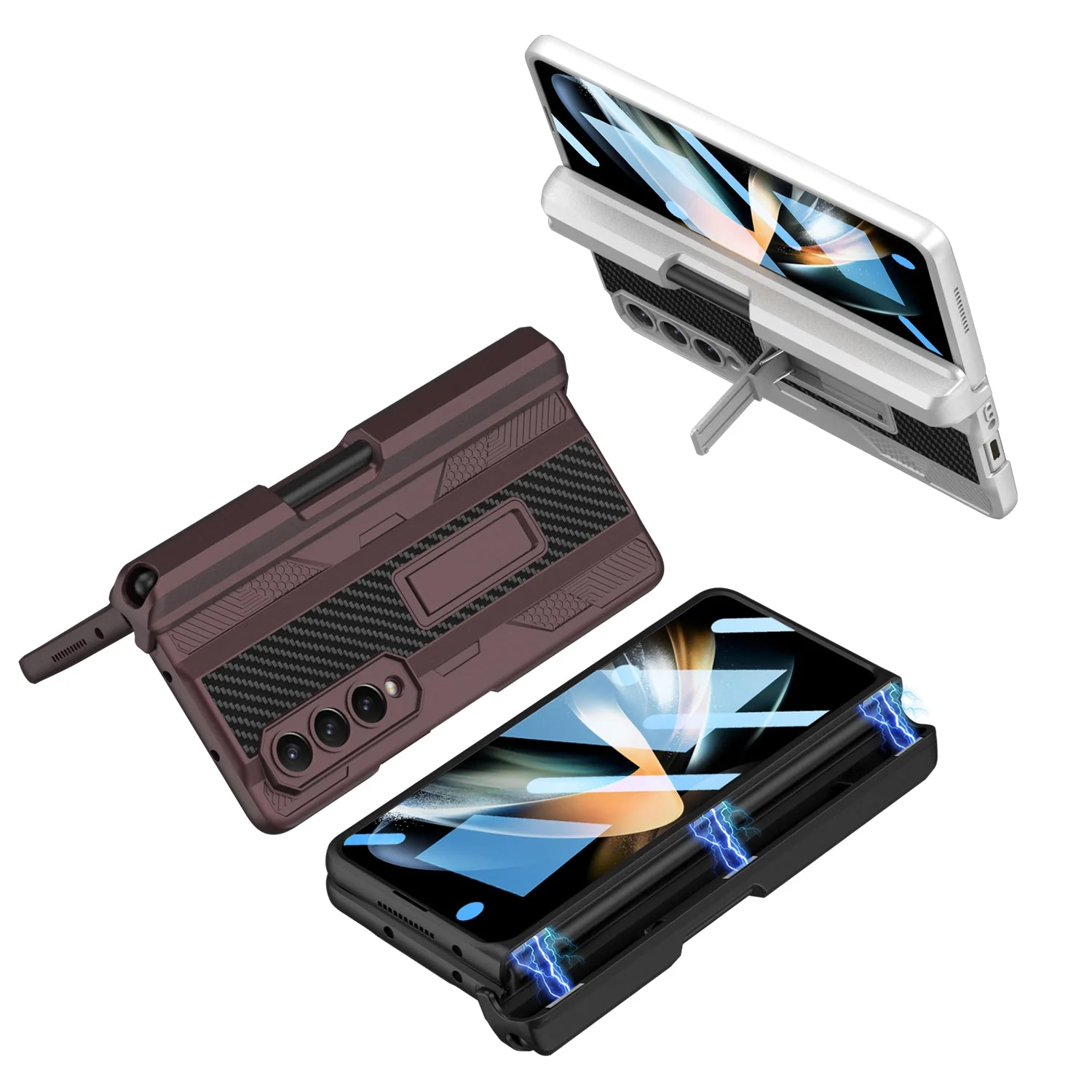 Galaxy Z Fold4 Armor Kickstand Case With Pen Holder - Image 6