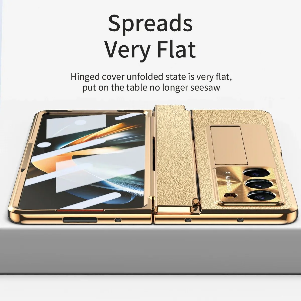 Galaxy Z Fold Series Elegant Plating Leather Stand Case - Image 12